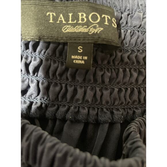 Talbots Small 100% Silk Midi Smocked Waist Navy Skirt-Preppy/Capsule/Has Pockets - Picture 3 of 5